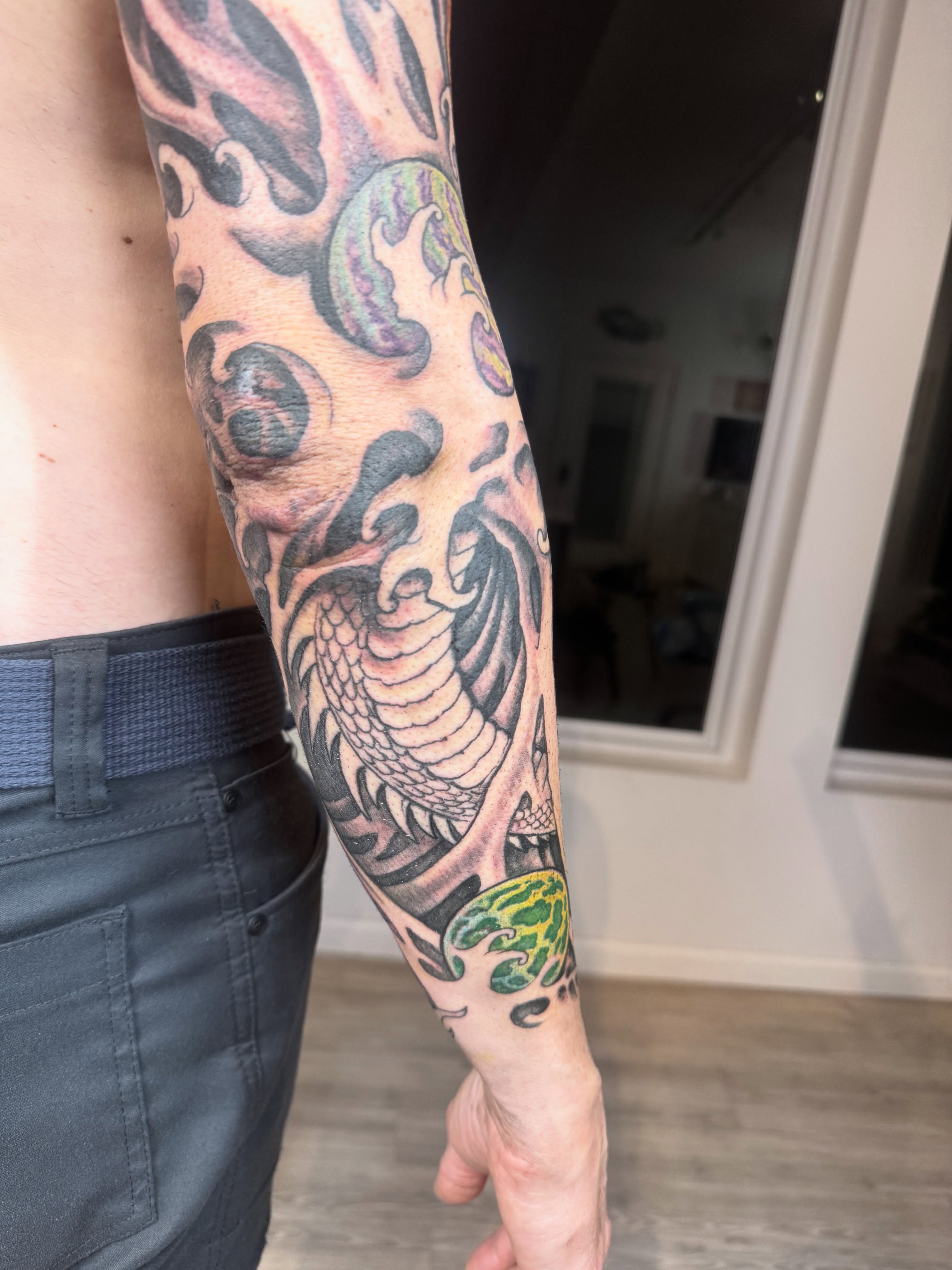 A fun collab that @griff_tattoo and I started on Gabe recently