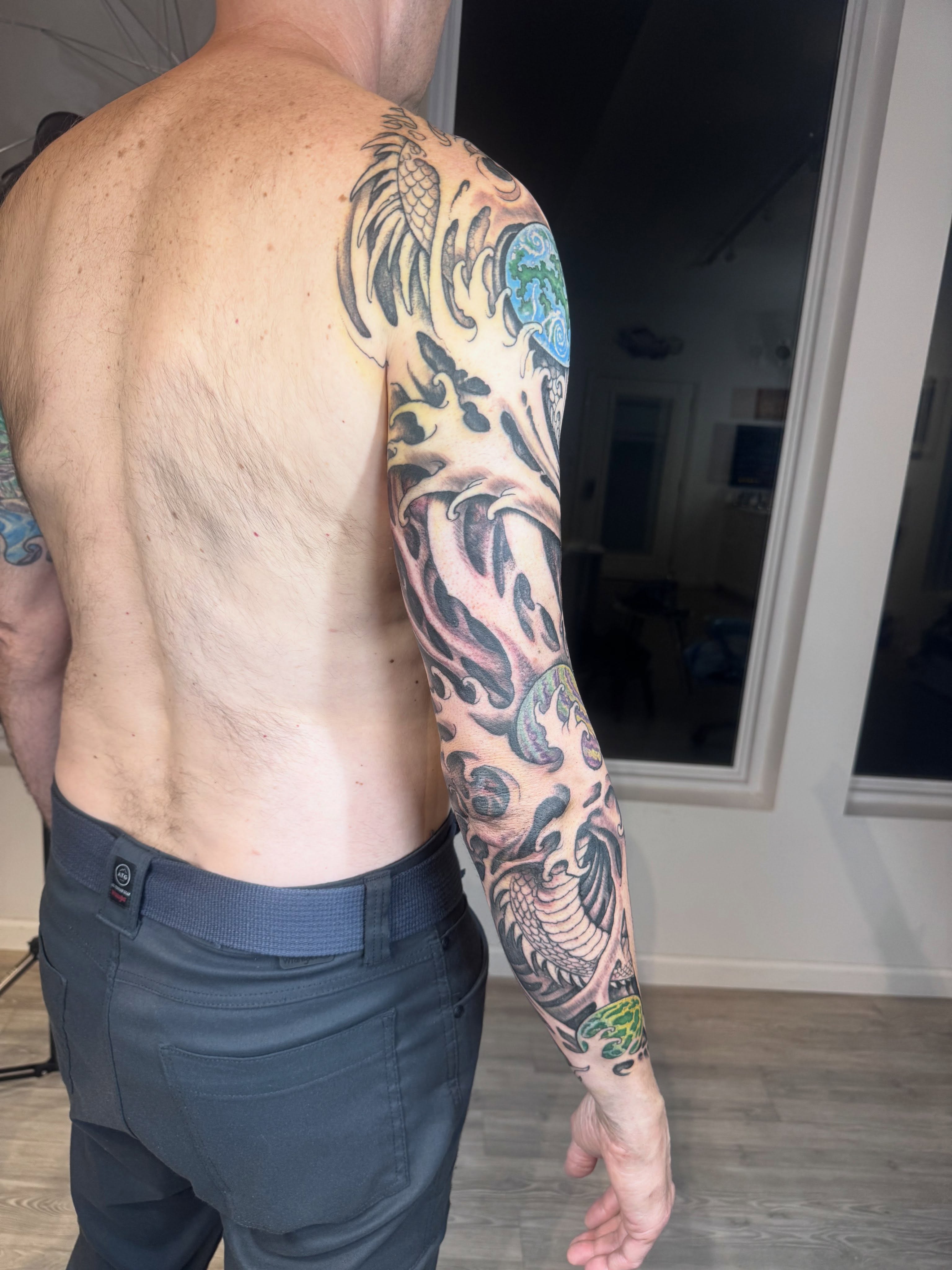 A fun collab that @griff_tattoo and I started on Gabe recently