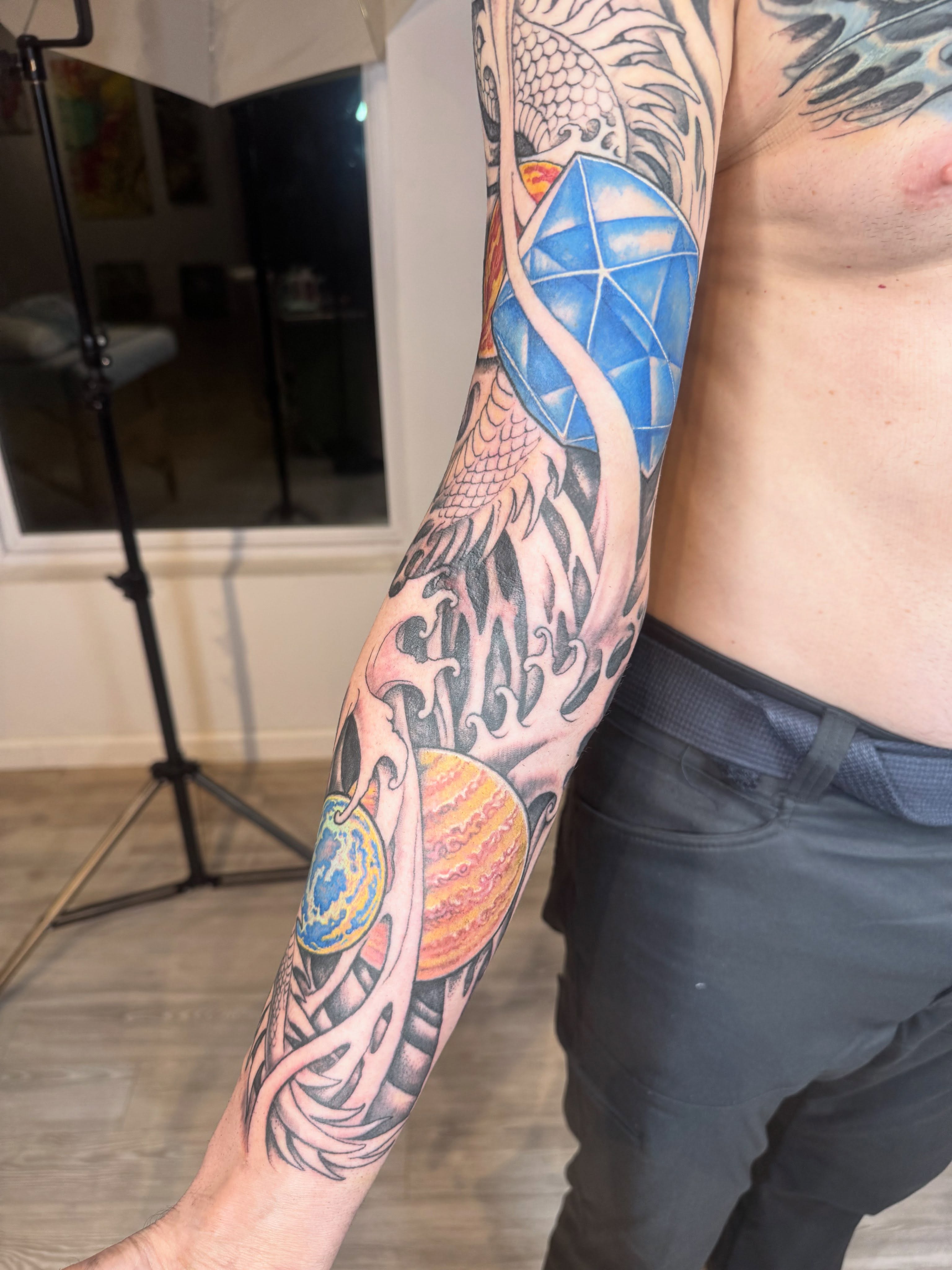 A fun collab that @griff_tattoo and I started on Gabe recently